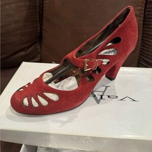 Vaneli Red Suede Cutout Heels